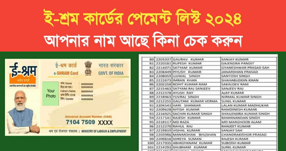 e Shram Card Payment List 2024 Published