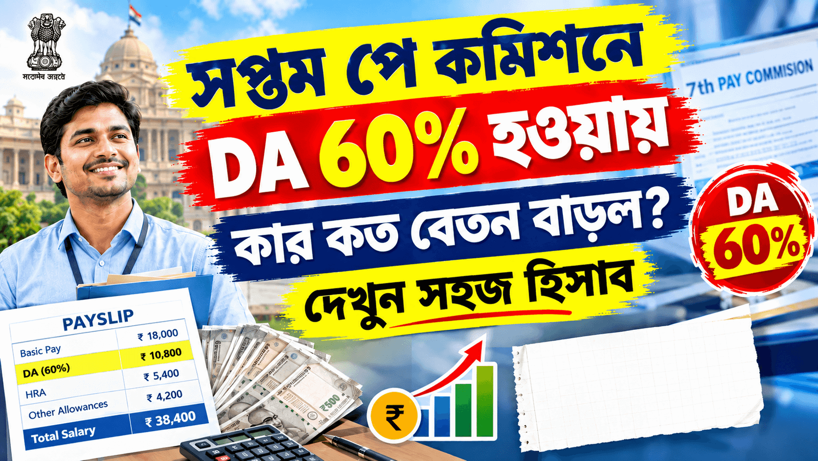 7th pay commission da 60 percent salary increase calculation