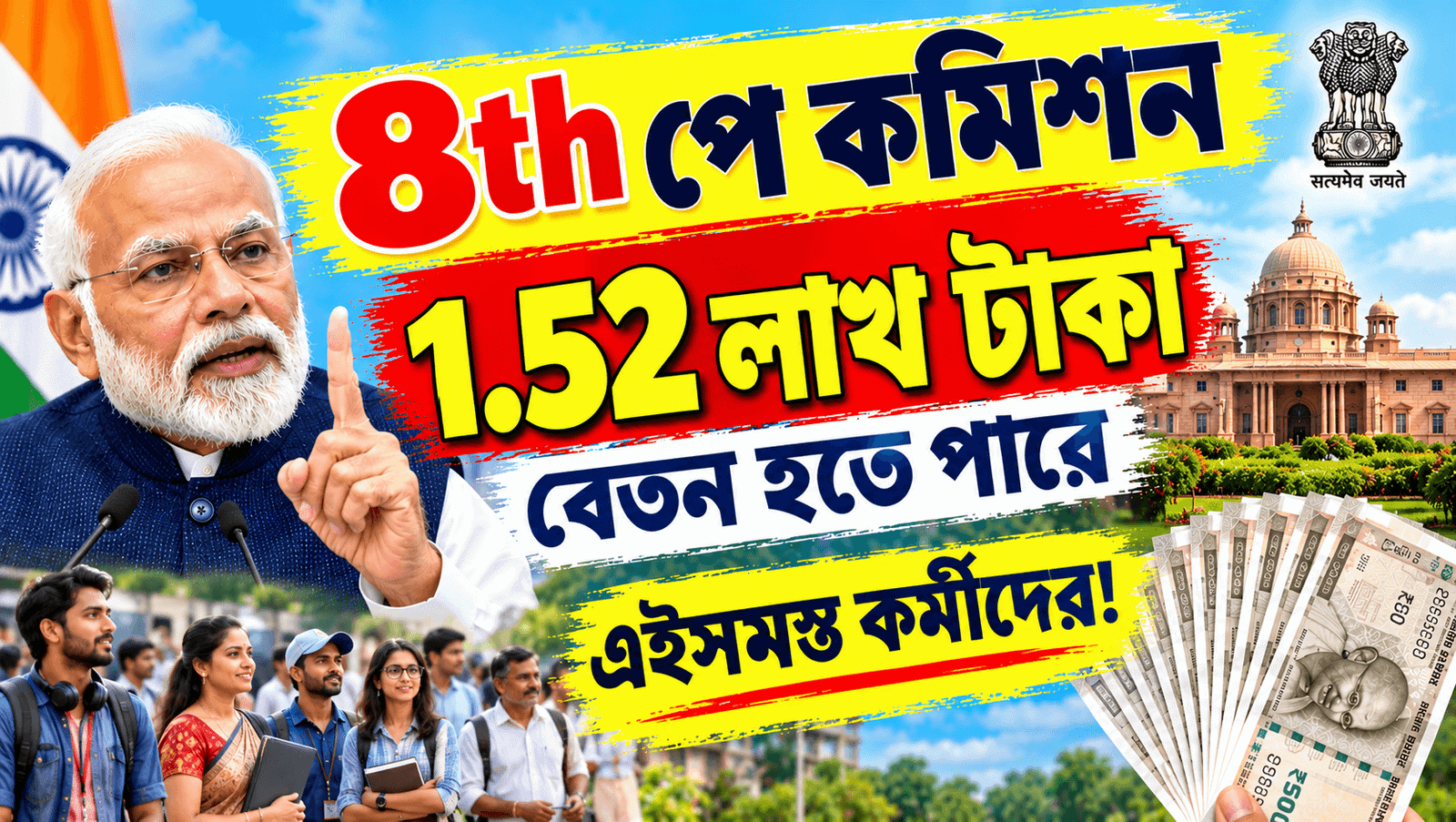 8th pay commission level 8 salary 1 lakh 52 thousand rs calculation