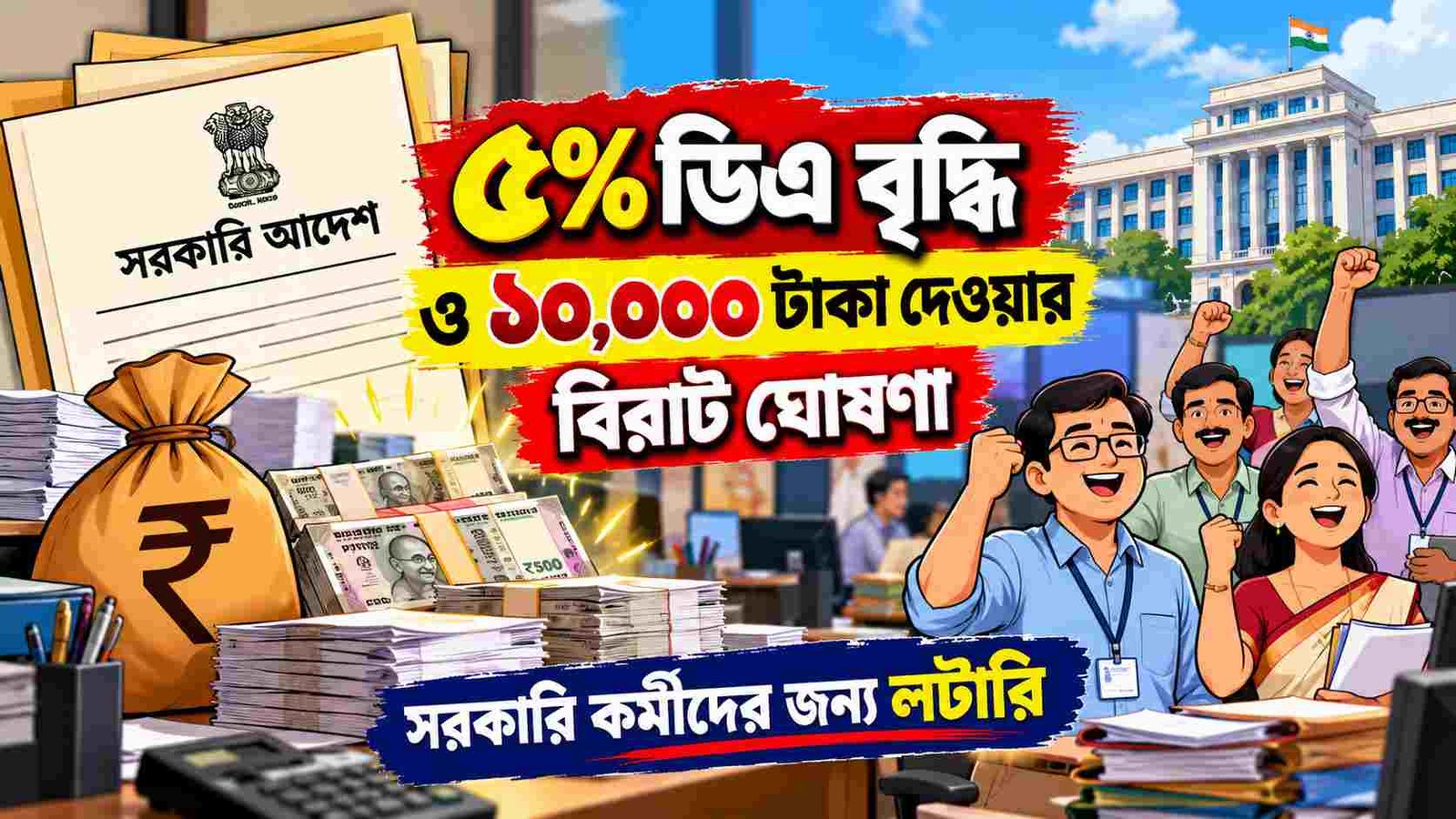 5 percent da hike 10000 rupees announcement govt employees diwali