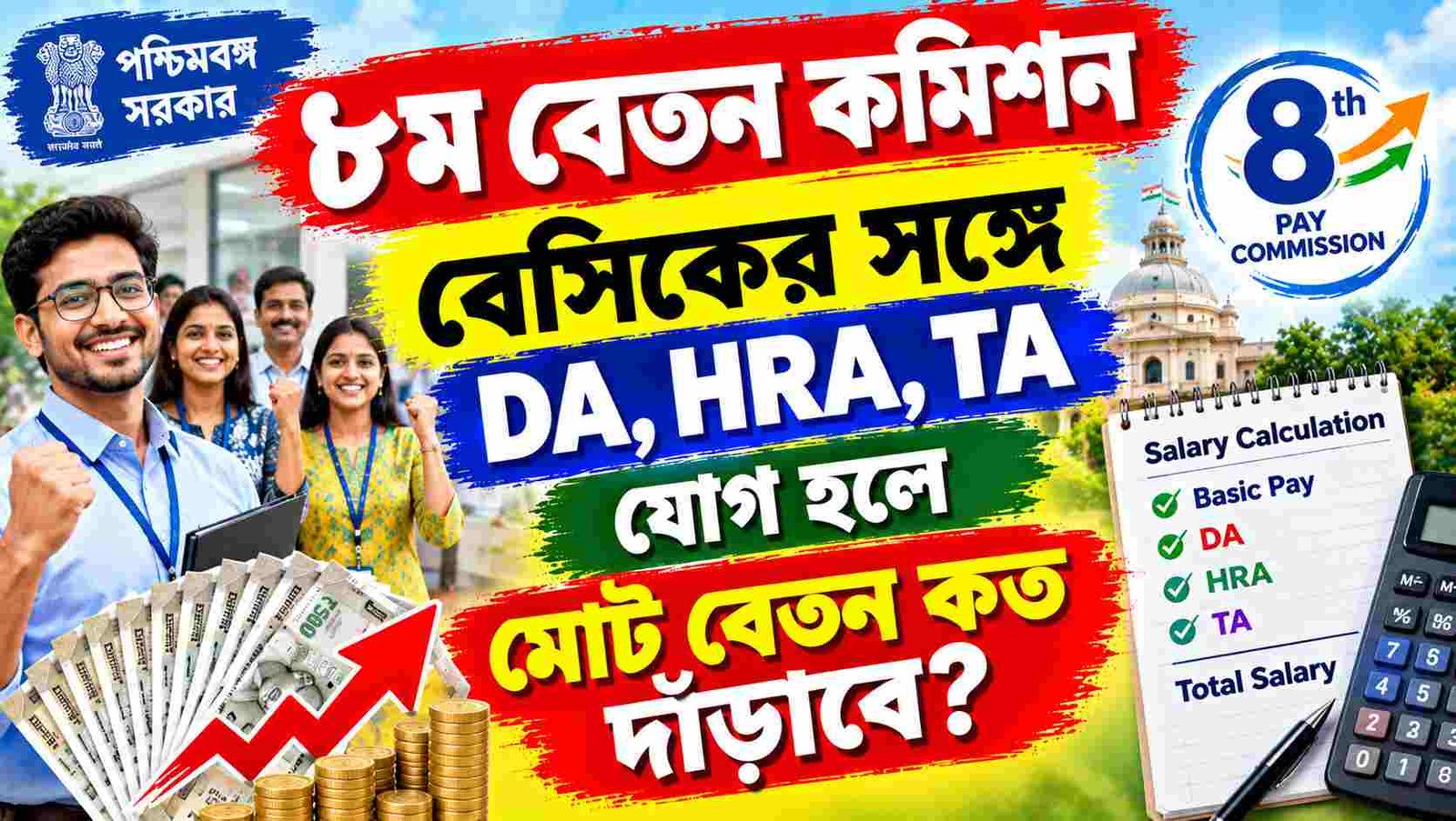 8th pay commission da hra ta total salary calculation