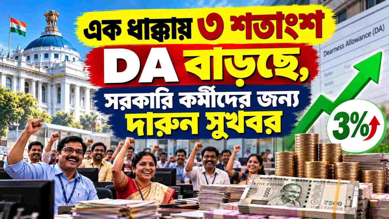 central government employees da hike 3 percent good news