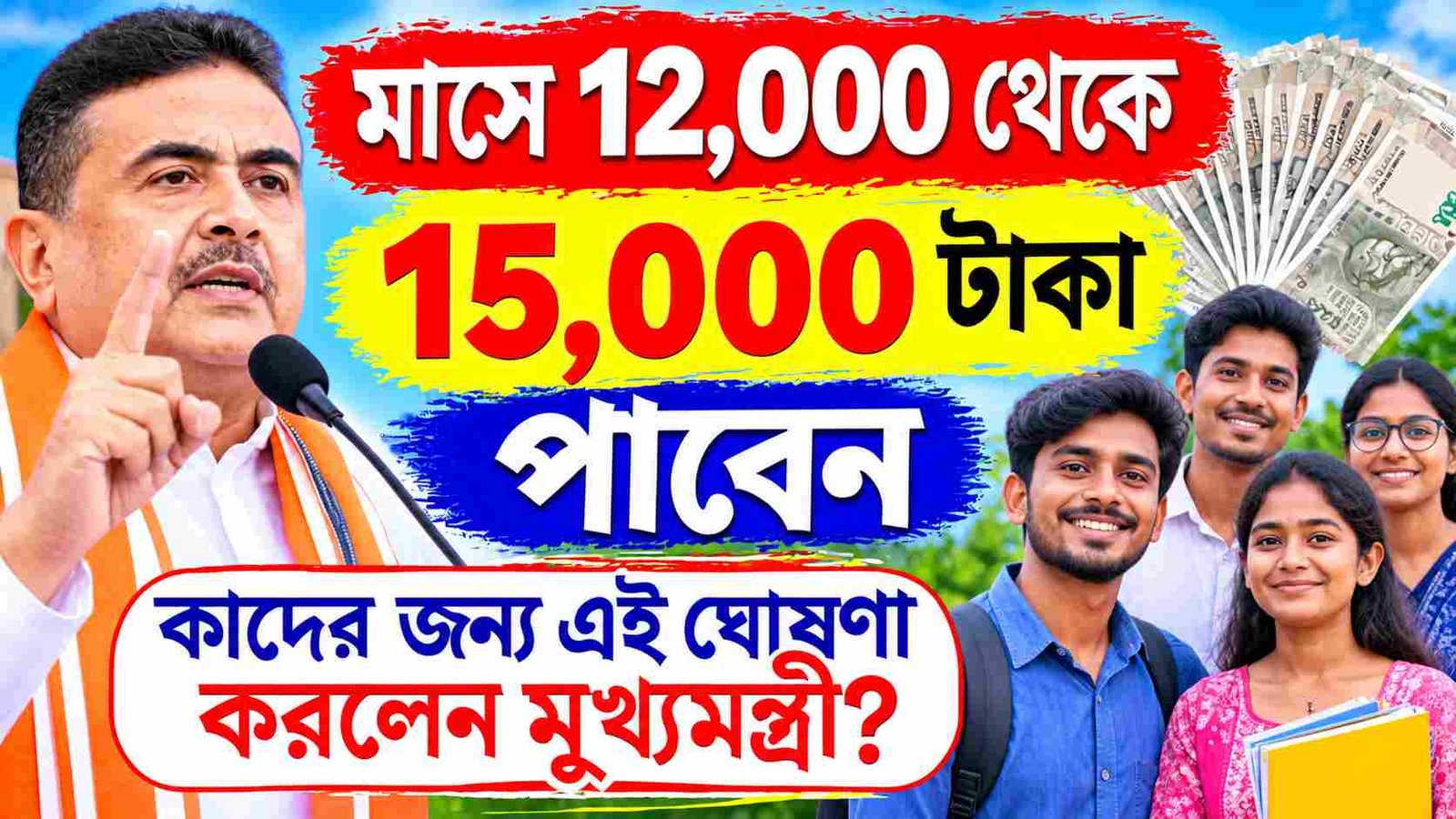 monthly 12000 to 15000 financial assistance cm announcement